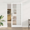 Drzwi przesuwne Biały 93 x 211 cm Lite drewno sosnowe i szkło