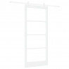 Drzwi przesuwne Biały 93 x 211 cm Lite drewno sosnowe i szkło