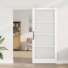 Drzwi przesuwne Biały 93 x 211 cm Lite drewno sosnowe i szkło