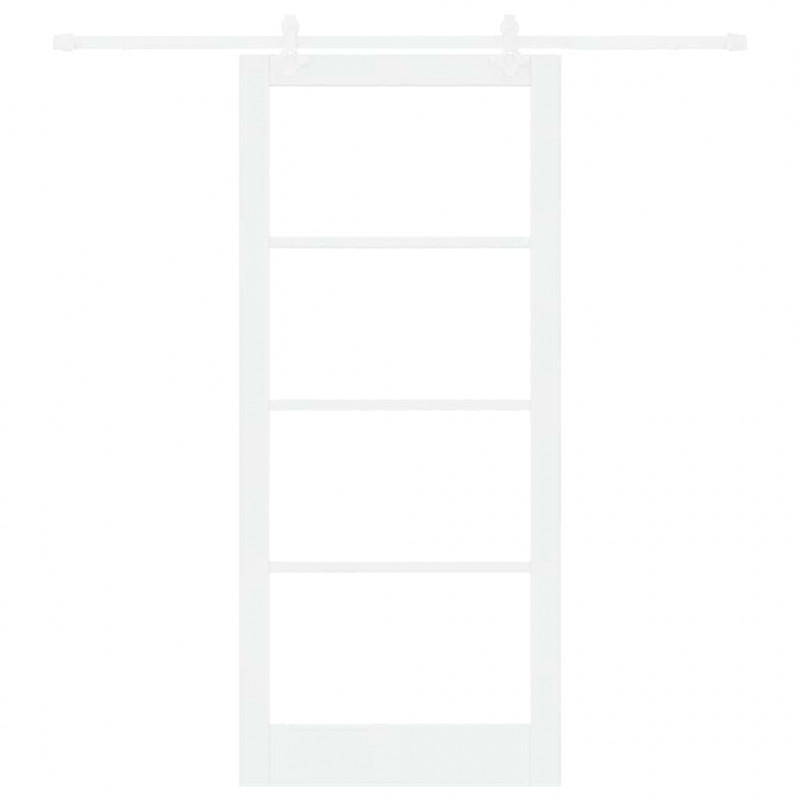 Drzwi przesuwne Biały 93 x 211 cm Lite drewno sosnowe i szkło