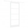 Drzwi przesuwne Biały 93 x 211 cm Lite drewno sosnowe i szkło
