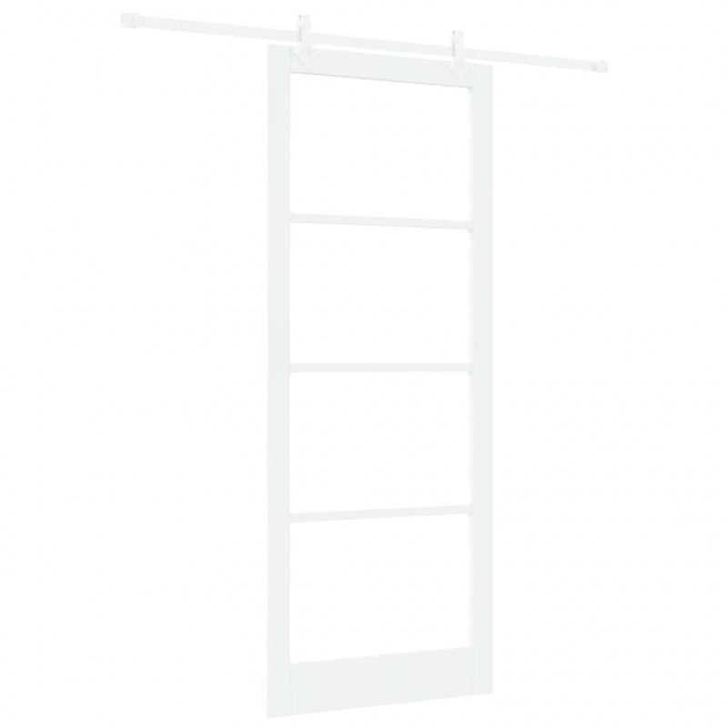Drzwi przesuwne Biały 93 x 232 cm Lite drewno sosnowe i szkło