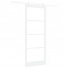Drzwi przesuwne Biały 93 x 232 cm Lite drewno sosnowe i szkło