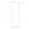 Drzwi przesuwne Biały 93 x 232 cm Lite drewno sosnowe i szkło