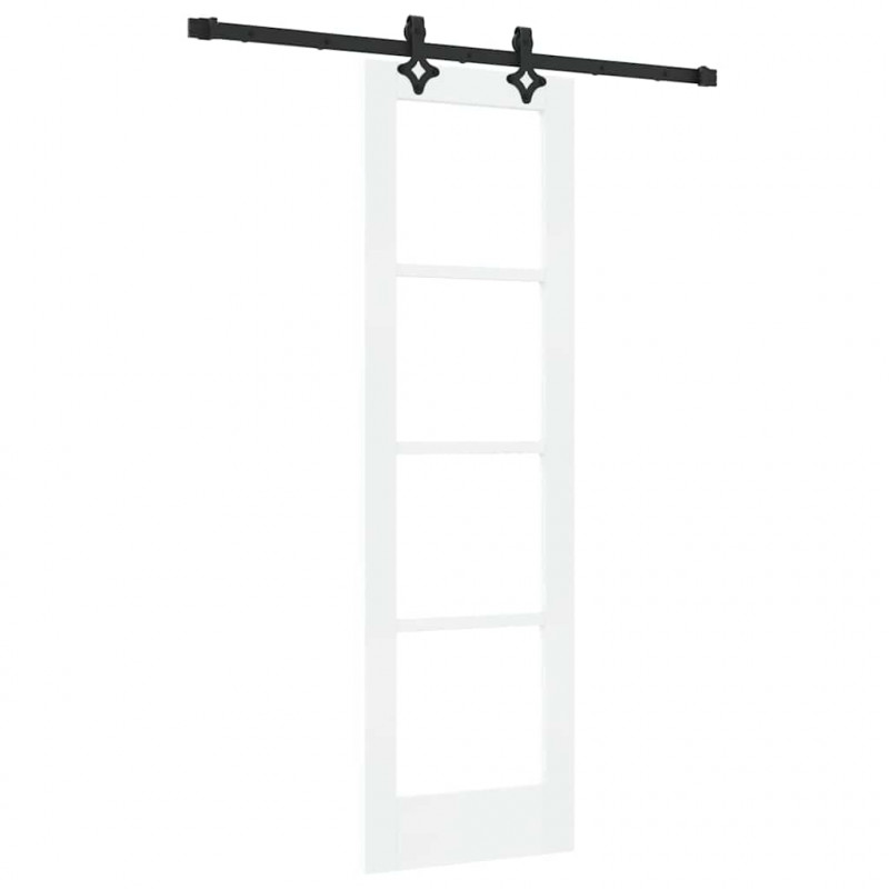 Drzwi przesuwne Biały 61 x 198,5 cm Lite drewno sosnowe i szkło