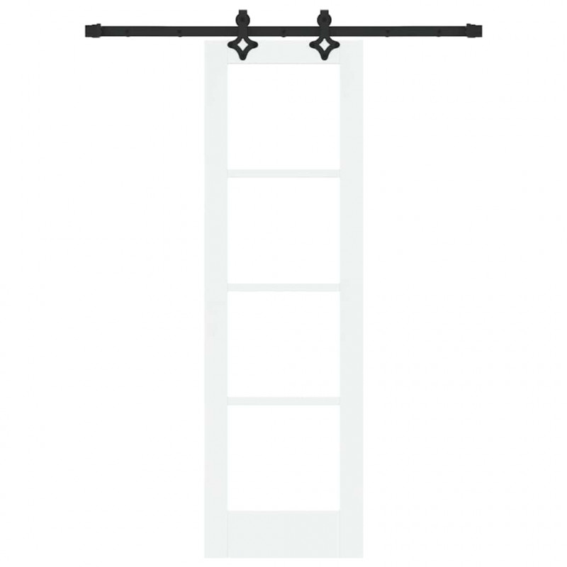Drzwi przesuwne Biały 61 x 198,5 cm Lite drewno sosnowe i szkło