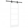 Drzwi przesuwne Biały 83 x 202 cm Lite drewno sosnowe i szkło