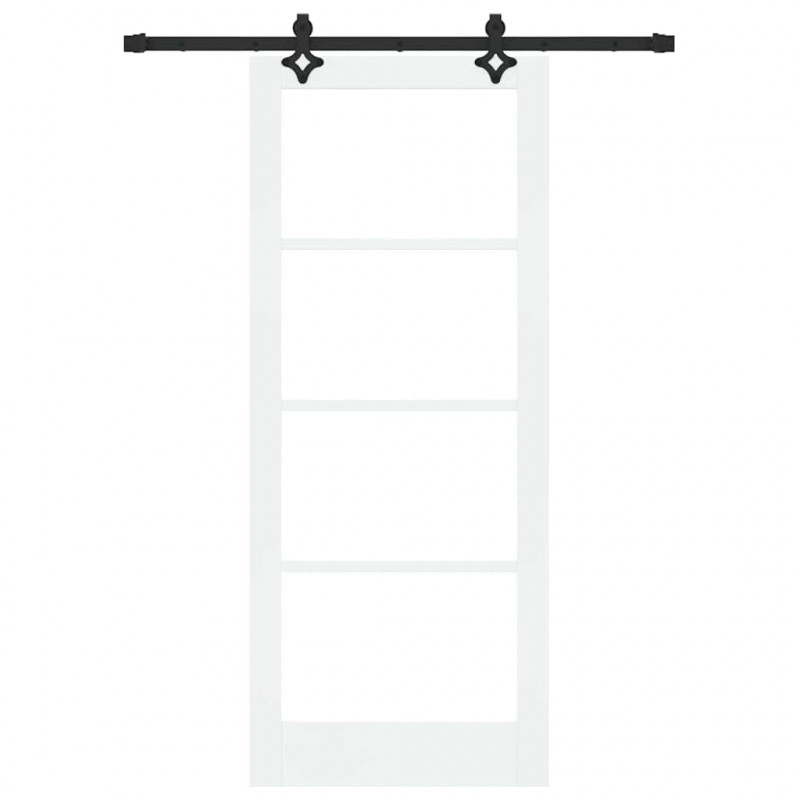 Drzwi przesuwne Biały 83 x 202 cm Lite drewno sosnowe i szkło