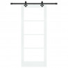 Drzwi przesuwne Biały 83 x 202 cm Lite drewno sosnowe i szkło