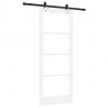 Drzwi przesuwne Biały 83 x 202 cm Lite drewno sosnowe i szkło