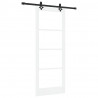 Drzwi przesuwne Biały 83 x 211 cm Lite drewno sosnowe i szkło