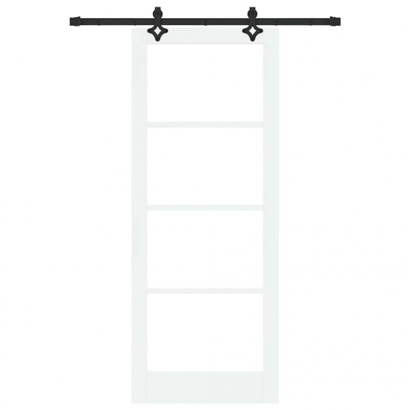 Drzwi przesuwne Biały 83 x 211 cm Lite drewno sosnowe i szkło