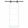 Drzwi przesuwne Biały 83 x 211 cm Lite drewno sosnowe i szkło