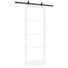Drzwi przesuwne Biały 83 x 211 cm Lite drewno sosnowe i szkło