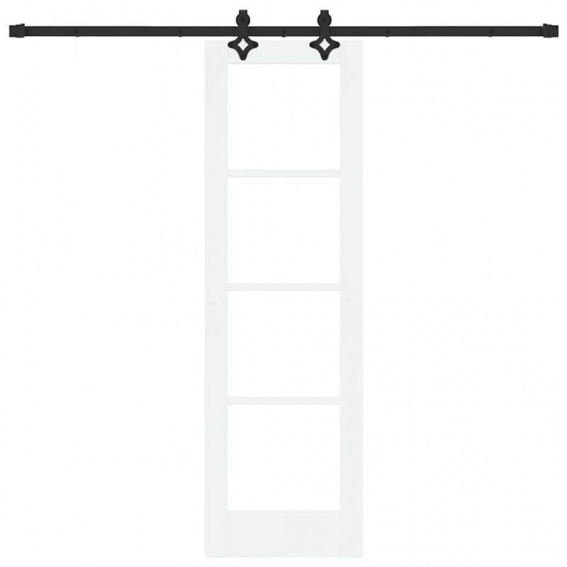 Drzwi przesuwne Biały 61 x 198,5 cm Lite drewno sosnowe i szkło