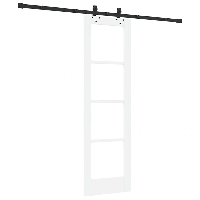 Drzwi przesuwne Biały 61 x 198,5 cm Lite drewno sosnowe i szkło