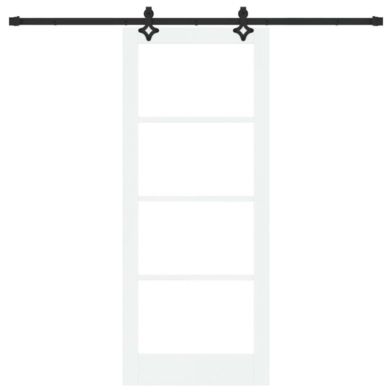 Drzwi przesuwne Biały 83 x 202 cm Lite drewno sosnowe i szkło