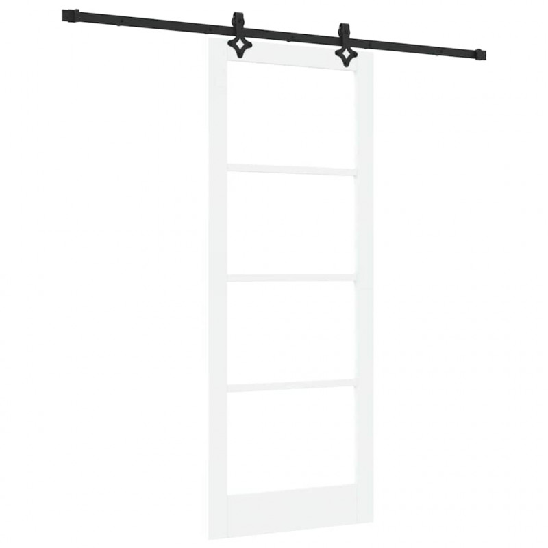 Drzwi przesuwne Biały 83 x 211 cm Lite drewno sosnowe i szkło