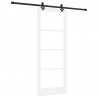Drzwi przesuwne Biały 83 x 211 cm Lite drewno sosnowe i szkło