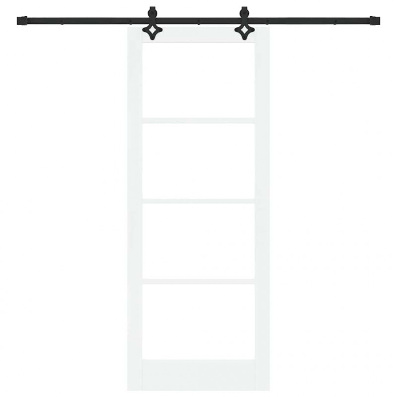 Drzwi przesuwne Biały 83 x 211 cm Lite drewno sosnowe i szkło