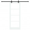 Drzwi przesuwne Biały 83 x 211 cm Lite drewno sosnowe i szkło