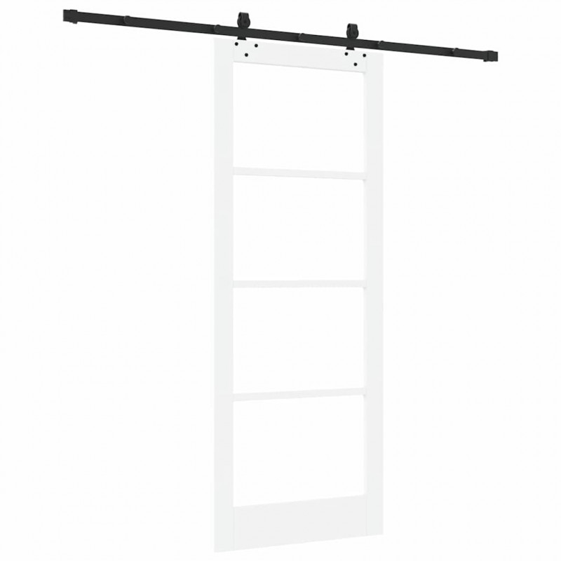 Drzwi przesuwne Biały 83 x 211 cm Lite drewno sosnowe i szkło