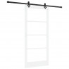 Drzwi przesuwne Biały 93 x 202 cm Lite drewno sosnowe i szkło