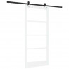 Drzwi przesuwne Biały 93 x 202 cm Lite drewno sosnowe i szkło