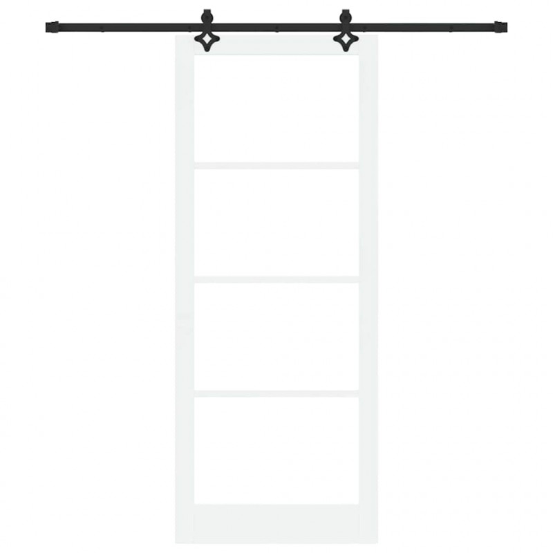 Drzwi przesuwne Biały 93 x 232 cm Lite drewno sosnowe i szkło
