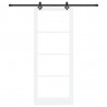 Drzwi przesuwne Biały 93 x 232 cm Lite drewno sosnowe i szkło