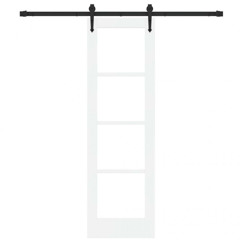 Drzwi przesuwne Biały 61 x 198,5 cm Lite drewno sosnowe i szkło