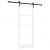 Drzwi przesuwne Biały 83 x 202 cm Lite drewno sosnowe i szkło