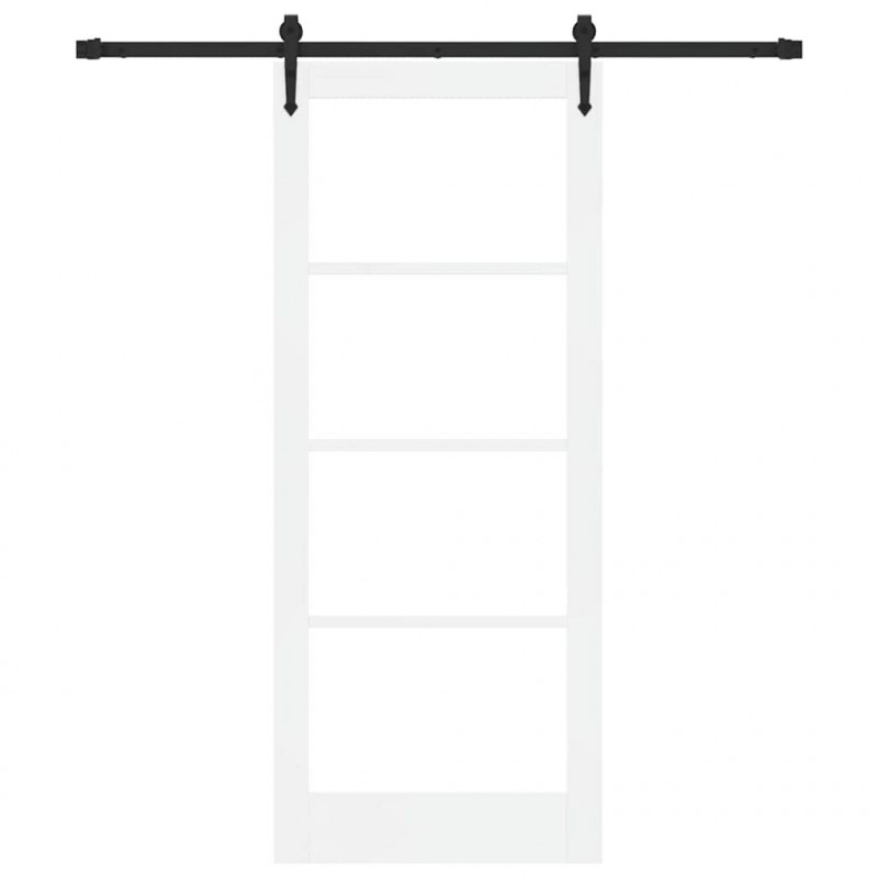 Drzwi przesuwne Biały 83 x 202 cm Lite drewno sosnowe i szkło