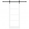 Drzwi przesuwne Biały 83 x 202 cm Lite drewno sosnowe i szkło