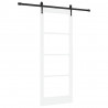 Drzwi przesuwne Biały 83 x 211 cm Lite drewno sosnowe i szkło