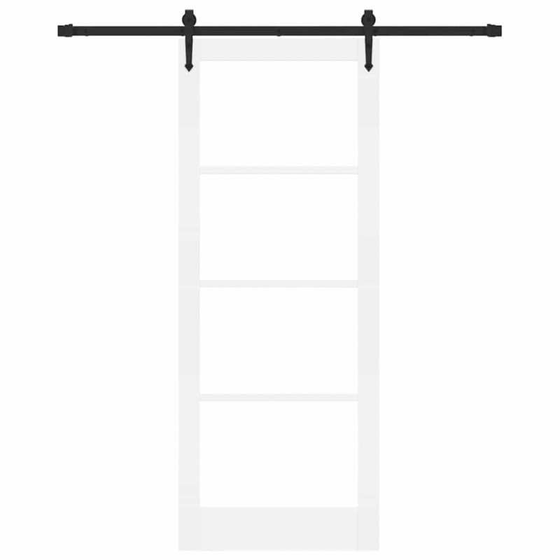 Drzwi przesuwne Biały 83 x 211 cm Lite drewno sosnowe i szkło