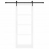 Drzwi przesuwne Biały 83 x 211 cm Lite drewno sosnowe i szkło