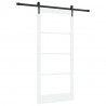 Drzwi przesuwne Biały 93 x 202 cm Lite drewno sosnowe i szkło
