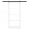 Drzwi przesuwne Biały 93 x 202 cm Lite drewno sosnowe i szkło