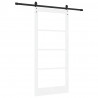 Drzwi przesuwne Biały 93 x 202 cm Lite drewno sosnowe i szkło
