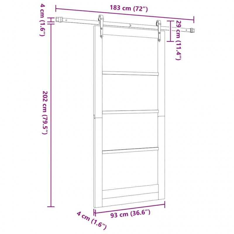 Drzwi przesuwne Biały 93 x 202 cm Lite drewno sosnowe i szkło