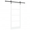 Drzwi przesuwne Biały 93 x 211 cm Lite drewno sosnowe i szkło