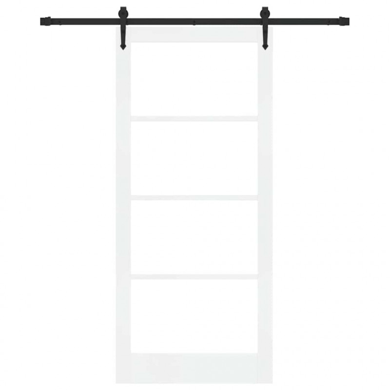 Drzwi przesuwne Biały 93 x 211 cm Lite drewno sosnowe i szkło