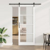 Drzwi przesuwne Biały 93 x 232 cm Lite drewno sosnowe i szkło