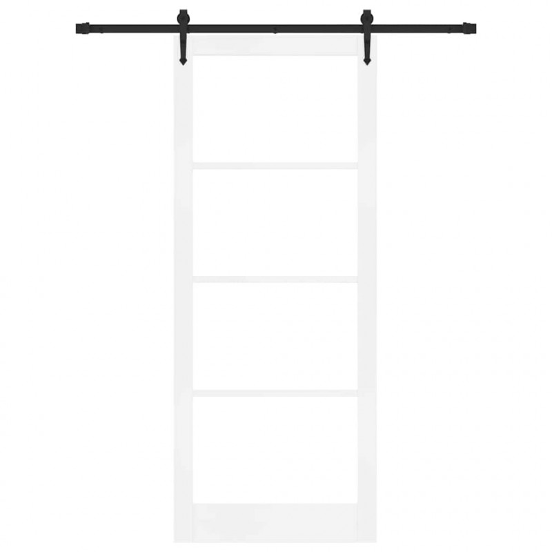 Drzwi przesuwne Biały 93 x 232 cm Lite drewno sosnowe i szkło