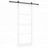 Drzwi przesuwne Biały 93 x 232 cm Lite drewno sosnowe i szkło