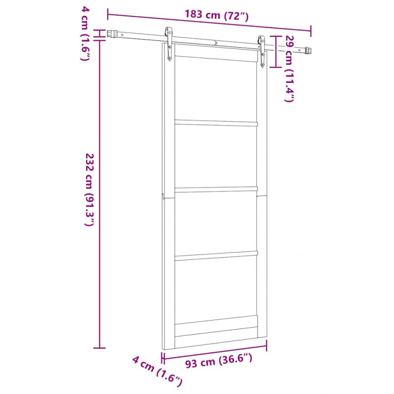 Drzwi przesuwne Biały 93 x 232 cm Lite drewno sosnowe i szkło