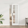 Drzwi przesuwne Biały 61 x 198,5 cm Lite drewno sosnowe i szkło