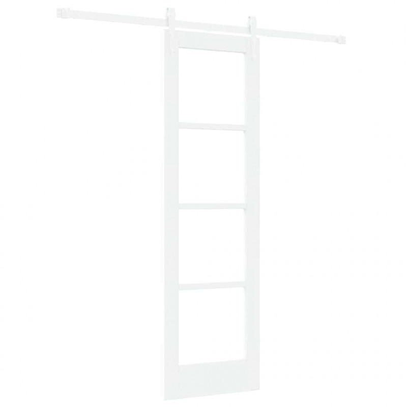 Drzwi przesuwne Biały 61 x 198,5 cm Lite drewno sosnowe i szkło