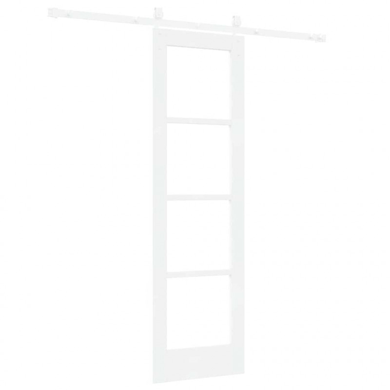 Drzwi przesuwne Biały 61 x 198,5 cm Lite drewno sosnowe i szkło